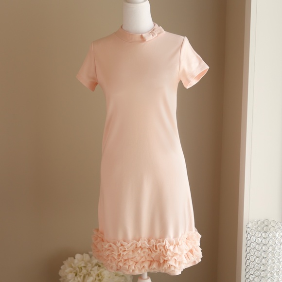 Girls Italian Designer Blush Peach Shift Dress Original Marines Size 13/14  NWT